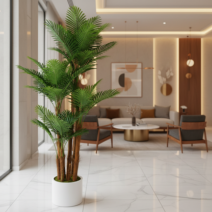 Pianta di palma artificiale, 4 bracci, 170 cm, verde, con vaso