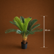 Pianta di palma artificiale, 24 foglie, 85 cm, verde, con vaso