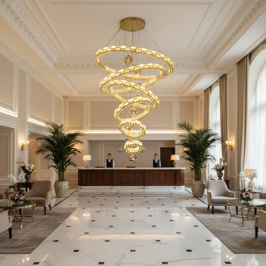 Lampadario di Cristallo con Telecomando RONDOS Supremo, 120x350cm, Luce Calda/Neutra/Fredda, Oro, Metallo e Cristallo