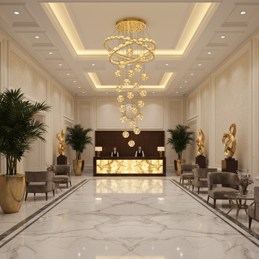 Lampadario in Cristallo con Telecomando DUARA Supremo, 90x300cm, Luce Calda/Neutra/Fredda, Oro, Metallo e Cristallo