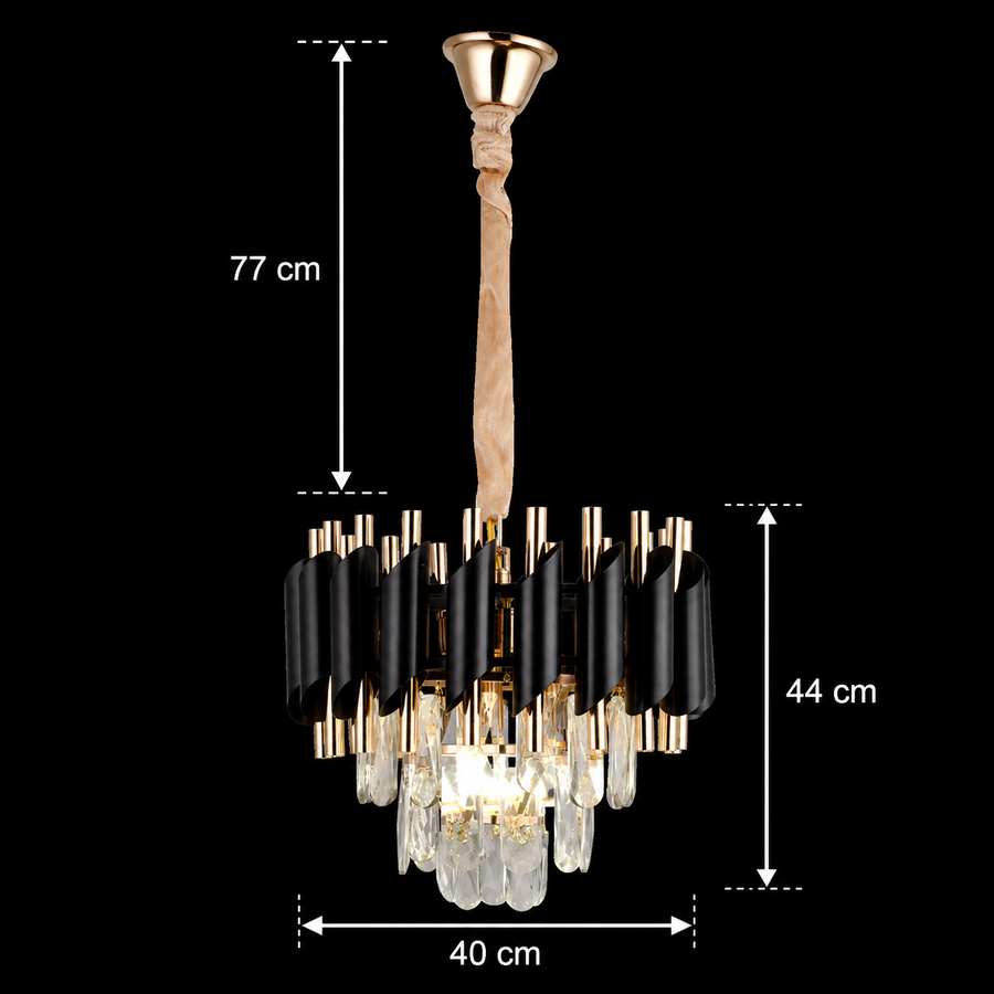 Nobile VERSAILLES Lampadario in cristallo 5xE14, diametro 40 cm, oro lucido e nero