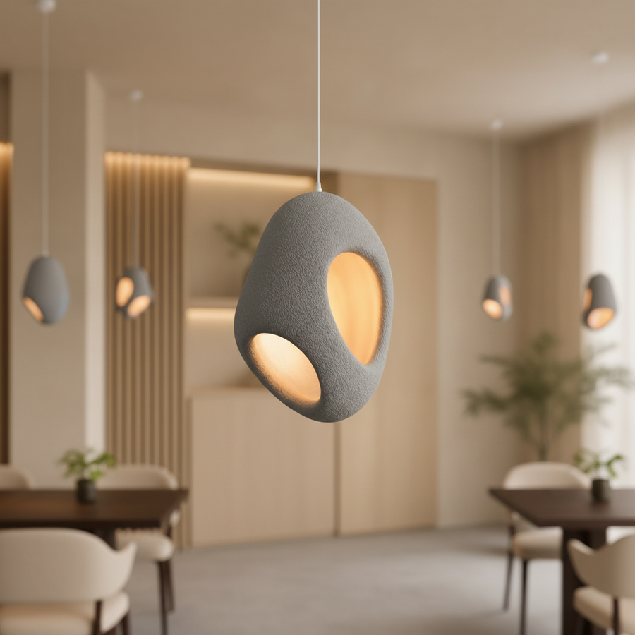 FOAMER Magno Lampadario Moderno, 57 cm, Sospensione, 1 X E27, Grigio, Metallo e Schiuma, Altezza Regolabile
