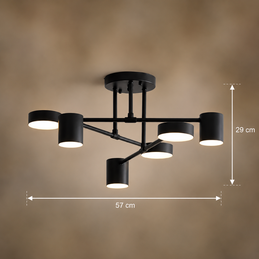 Lustra LED GALIOS 26W, 6 Elemente, lumina Rece/Calda/Neutra, Negru