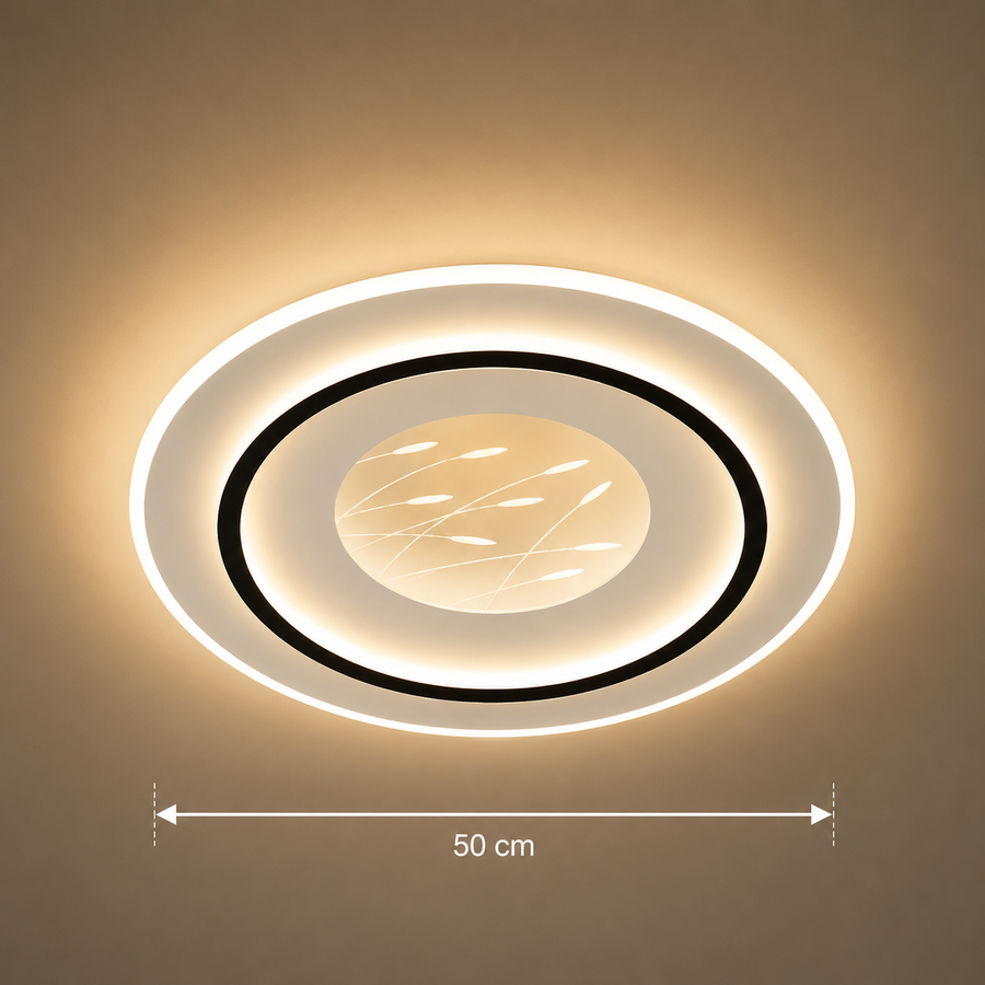 Lampadario LED con telecomando LINEA 125W, Ø50cm, Rotondo, Luce Fredda/Calda/Neutra, Dimmerabile, Nero