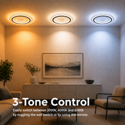 Lampadario LED con telecomando LINEA 125W, Ø50cm, Rotondo, Luce Fredda/Calda/Neutra, Dimmerabile, Nero