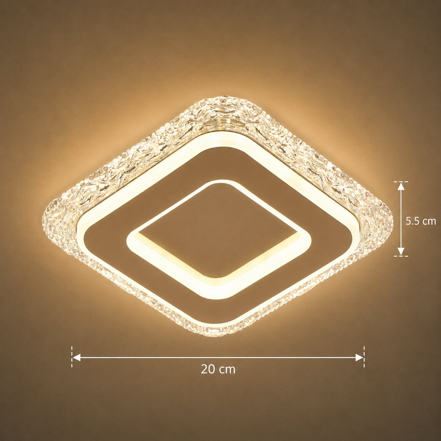 Lampadario LED AGOL Petito, 29W, dimensioni 20x20cm, luce calda/neutra/fredda, oro, metallo e acrilico