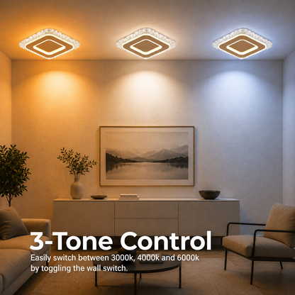 Lampadario LED AGOL Petito, 29W, dimensioni 20x20cm, luce calda/neutra/fredda, oro, metallo e acrilico
