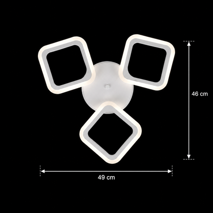 Lampadario LED ERIKA 20W, 3 Quadrati, Luce Calda/Neutra/Fredda, Bianco, Metallo e Acrilico