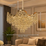 Candelabro in cristallo VELOURA Supremo 28xE14, D100 cm, Oro, Altezza regolabile, Candelabro in cristallo e metallo Titolo predefinito Alessandro Design