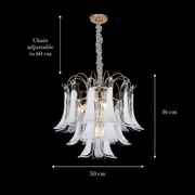 Lampadario in Cristallo MURANO Eleganza 4xE14, D50 cm, Bianco, Altezza Regolabile, Metallo e Cristallo Lampadari in Cristallo Titolo predefinito Alessandro Design