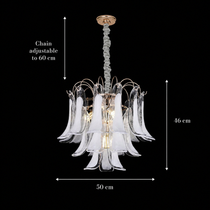 Lampadario in Cristallo MURANO Eleganza 4xE14, D50 cm, Bianco, Altezza Regolabile, Metallo e Cristallo Lampadari in Cristallo Titolo predefinito Alessandro Design