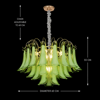 Lampadario in Cristallo MURANO Magno 7xE14, D60 cm, Verde, Altezza Regolabile, Metallo e Cristallo Lampadari in Cristallo Titolo predefinito Alessandro Design