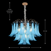 Lampadario in Cristallo MURANO Magno 7xE14, D60 cm, Blu, Altezza Regolabile, Metallo e Cristallo Lampadari in Cristallo Titolo predefinito Alessandro Design