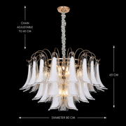Lampadario in Cristallo MURANO Regalis 17xE14, D80 cm, Bianco, Altezza Regolabile, Metallo e Cristallo Lampadari in Cristallo Titolo predefinito Alessandro Design