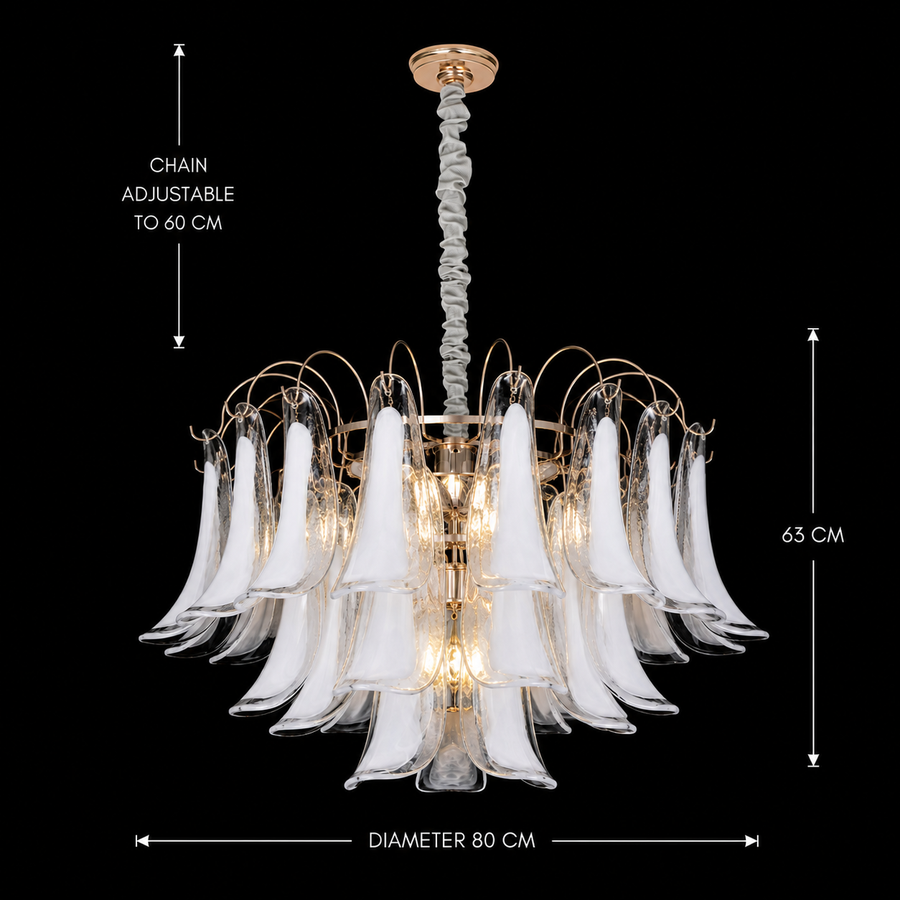 Lampadario in Cristallo MURANO Regalis 17xE14, D80 cm, Bianco, Altezza Regolabile, Metallo e Cristallo Lampadari in Cristallo Titolo predefinito Alessandro Design