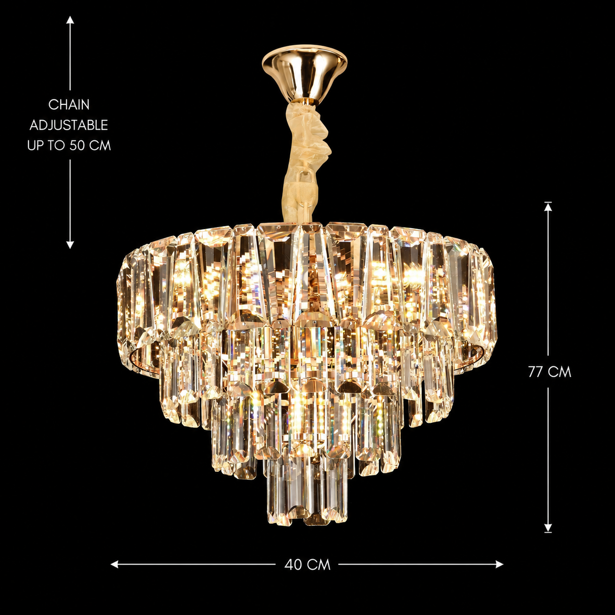Lampadario in Cristallo VALMONT Nobile 6xE14, D40 cm, Oro, Altezza Regolabile, Metallo e Cristallo Lampadari in Cristallo Titolo predefinito Alessandro Design
