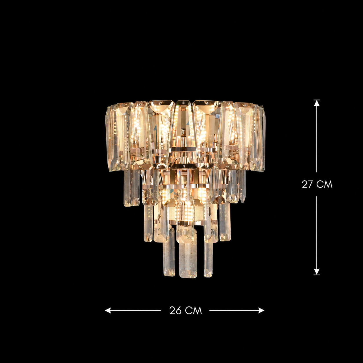 Lampadario in cristallo VELMONT 3xE14, 26 cm, Oro, Altezza regolabile, Metallo e cristallo Lampadari in cristallo Titolo predefinito Alessandro Design