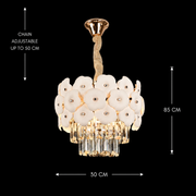 Lampadario in Cristallo PETAL Petito 3xE14, D30 cm, Oro, Altezza Regolabile, Metallo e Cristallo Lampadari in Cristallo Titolo predefinito Alessandro Design