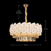 Lampadario in Cristallo PETAL Eleganza 9xE14, D50 cm, Oro, Altezza Regolabile, Metallo e Cristallo Lampadari in Cristallo Titolo predefinito Alessandro Design