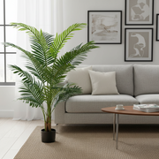 Pianta artificiale di palma Kentia, 3 steli, 17 foglie, 160 cm, verde, con vaso
