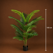 Pianta artificiale di palma Kentia, 3 steli, 17 foglie, 160 cm, verde, con vaso