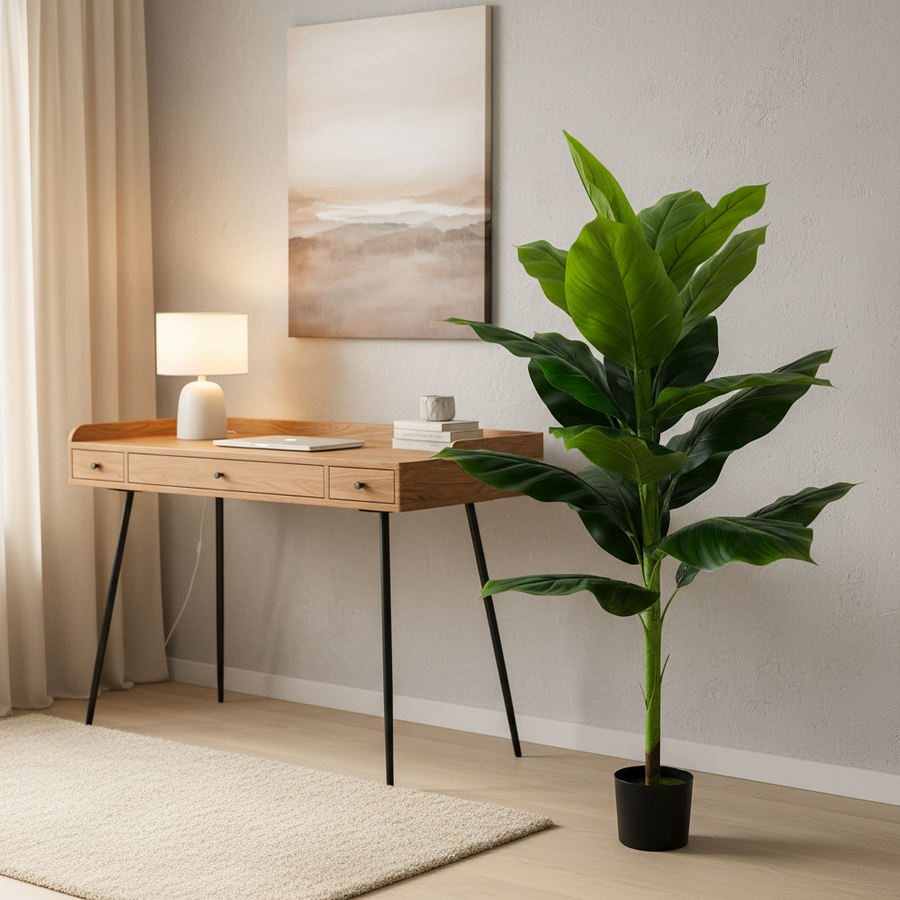 Pianta artificiale tipo banana Musa, 130 cm, verde