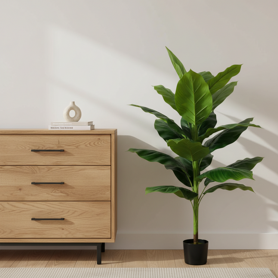 Pianta artificiale tipo banana Musa, 130 cm, verde
