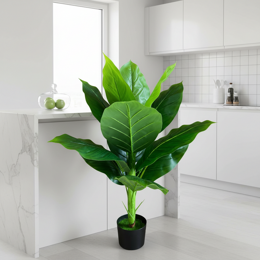 Pianta artificiale tipo banana Musa, 100 cm, verde