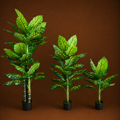 Pianta artificiale tipo Dieffenbachia, 3 steli, 190 cm, verde