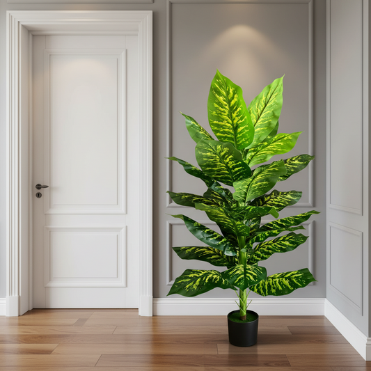 Pianta artificiale tipo Dieffenbachia, 150 cm, verde