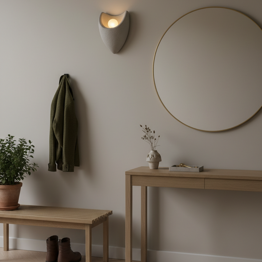 Lampada da parete decorativa CONNO, 26cm, 1xE27, Polistirolo, Grigio