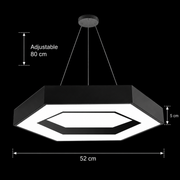 Lampadario LED a sospensione ANGLE, 52cm, 25W, Altezza Regolabile, Luce Fredda, Nero, Metallo e Acrilico