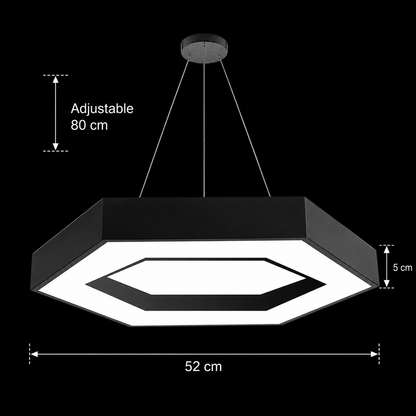 Lampadario LED a sospensione ANGLE, 52cm, 25W, Altezza Regolabile, Luce Fredda, Nero, Metallo e Acrilico