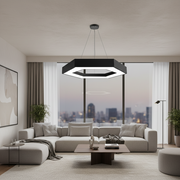 Lampadario LED a sospensione ANGLE, 52cm, 25W, Altezza Regolabile, Luce Fredda, Nero, Metallo e Acrilico