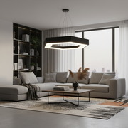 Lampadario LED a sospensione ANGLE, 52cm, 25W, Altezza Regolabile, Luce Fredda, Nero, Metallo e Acrilico