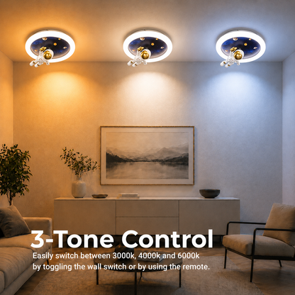 Lampadario LED con telecomando ASTRONAUT, 51W, luce Fredda/Calda/Neutra, Bianco Blu