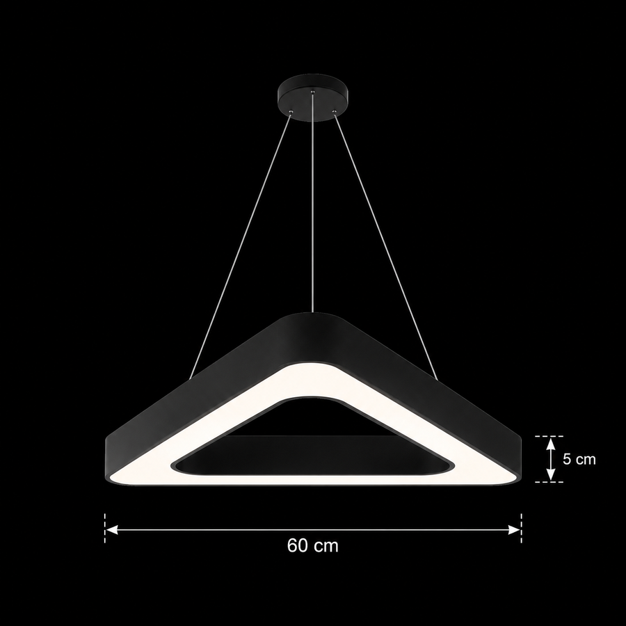 Lampadario LED sospeso ANGLE, 60cm, 25W, Altezza Regolabile, Luce Fredda, Nero, Metallo e Acrilico
