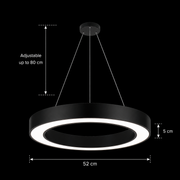 Lampadario LED sospeso ANGLE, D52cm, 25W, Altezza Regolabile, Luce Fredda, Nero, Metallo e Acrilico