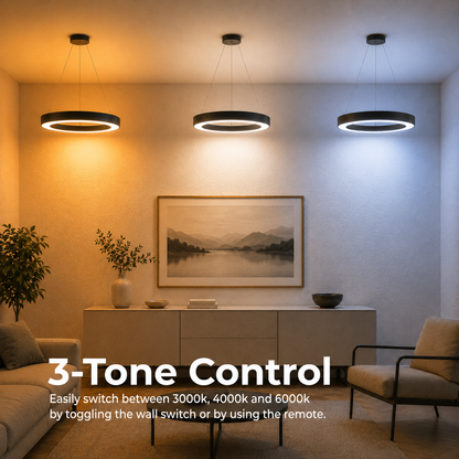 Lampadario LED sospeso ANGLE, D52cm, 25W, Altezza Regolabile, Luce Fredda, Nero, Metallo e Acrilico