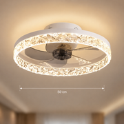 VEYA Lampadario LED con Telecomando, 38W, D50cm, Luce Fredda/Neutra/Calda, Metallo e Plastica, Bianco