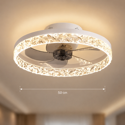 VEYA Lampadario LED con Telecomando, 38W, D50cm, Luce Fredda/Neutra/Calda, Metallo e Plastica, Bianco