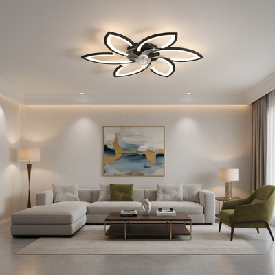 Lampadario LED ANEMO Fan con telecomando, 36W, D76,5cm, Luce fredda/neutra/calda, Metallo e plastica, Nero