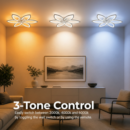 Lampadario LED ANEMO Fan con telecomando, 36W, D76,5cm, Luce fredda/neutra/calda, Metallo e plastica, Bianco