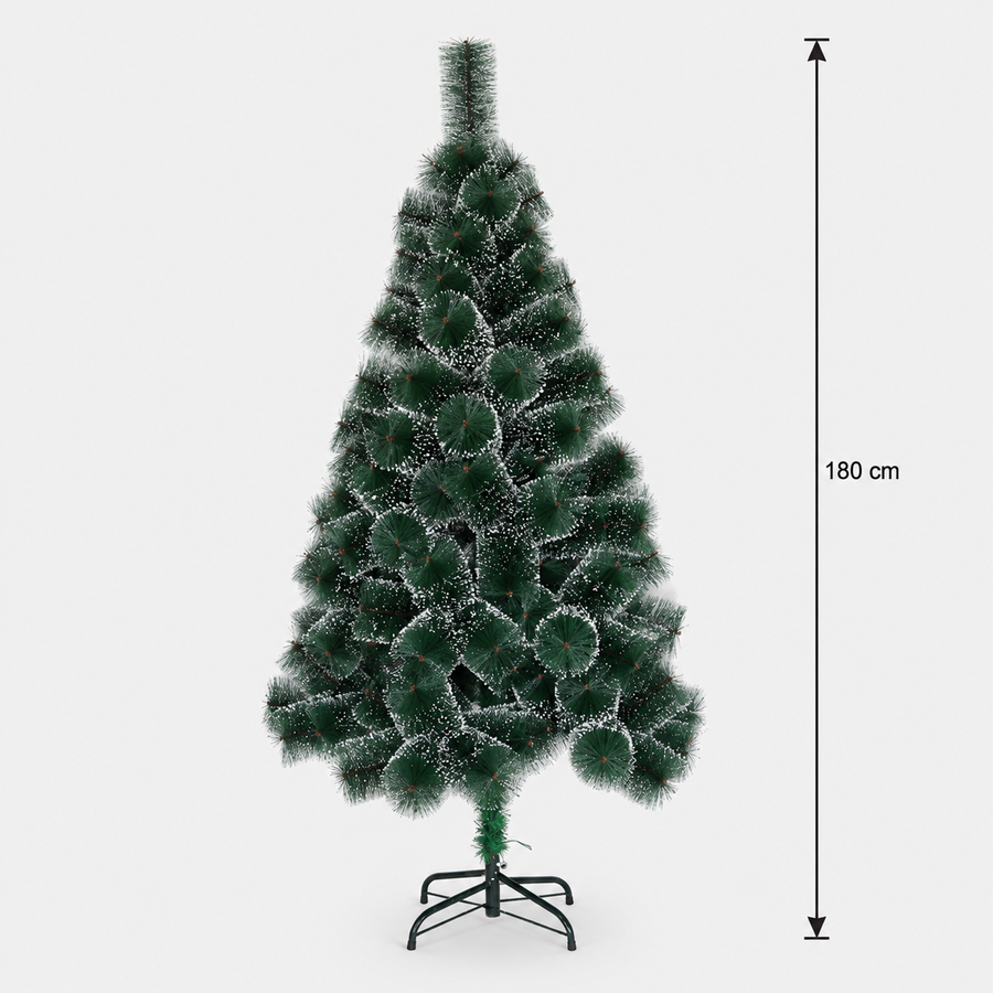 MANIITSOQ Abete Artificiale, 180 cm, 220 Punte, Supporto in Metallo, Aghi Verdi con Punte Bianche