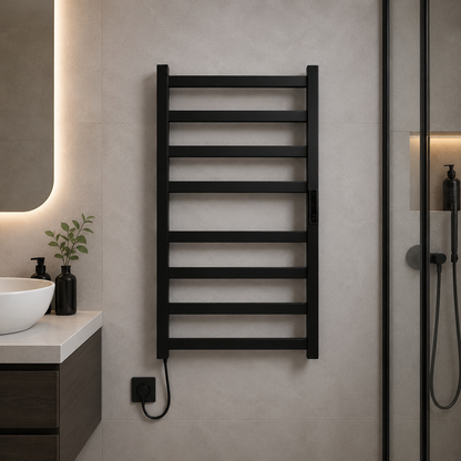 Scaldasalviette elettrico, 185 W, metallo, nero