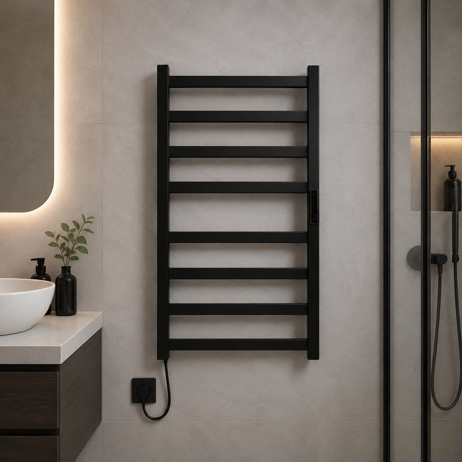 Scaldasalviette elettrico, 185 W, metallo, nero