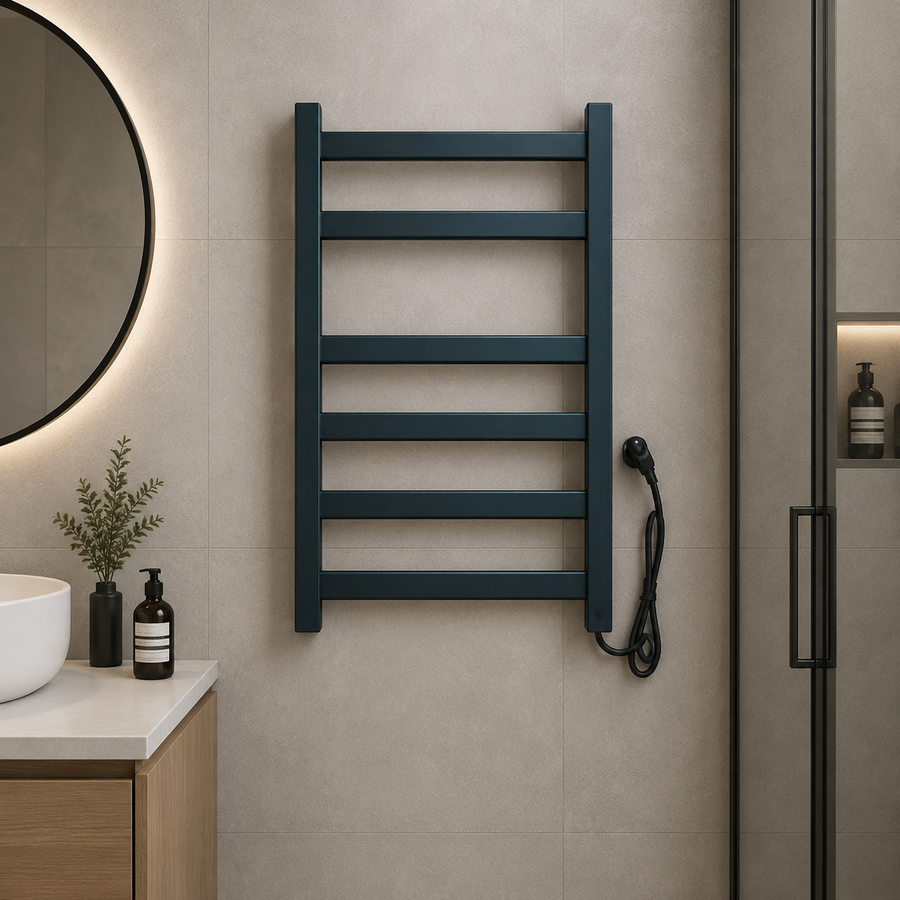 Scaldasalviette elettrico, 140 W, metallo, nero