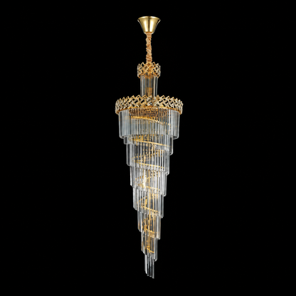 Lampadario di cristallo WINDSOR Altiora, diametro 60 cm, altezza 180 cm, 26xE14, oro lucido, altezza regolabile, design elegante