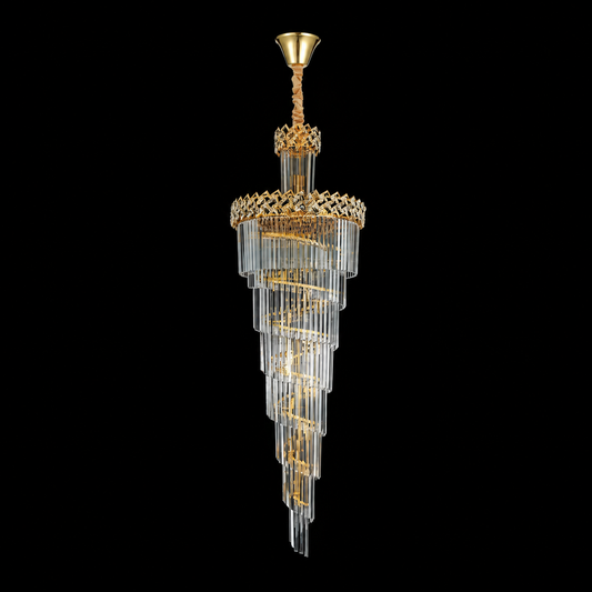 Lampadario di cristallo WINDSOR Altiora, diametro 60 cm, altezza 180 cm, 26xE14, oro lucido, altezza regolabile, design elegante