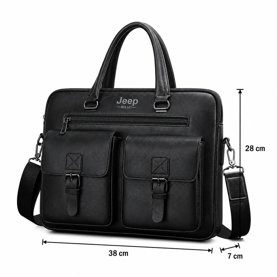 Borsa per laptop business SAMARKAND, 38x7x28 cm, pelle ecologica, nera
